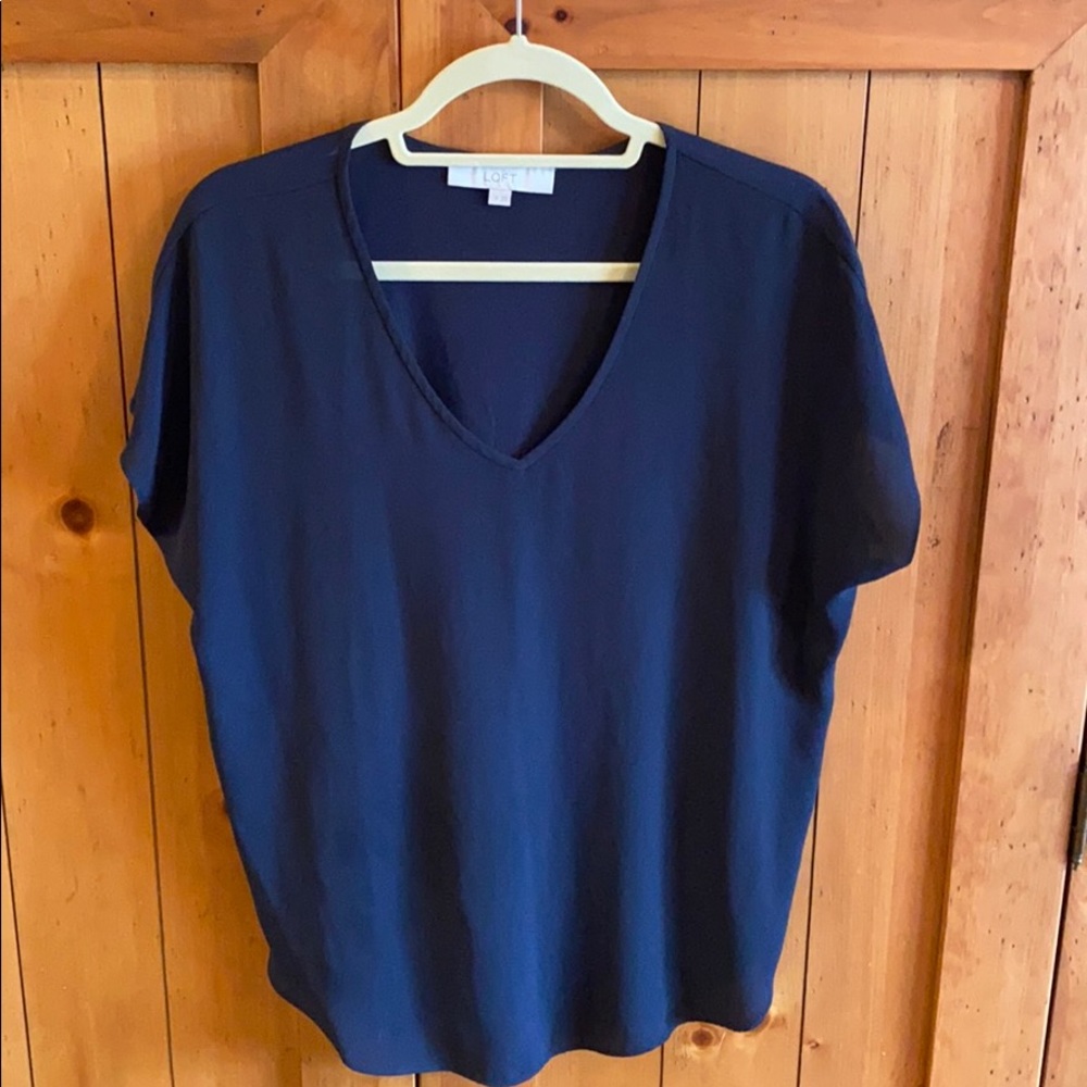 Loft Navy Blue Short Sleeve Blouse !